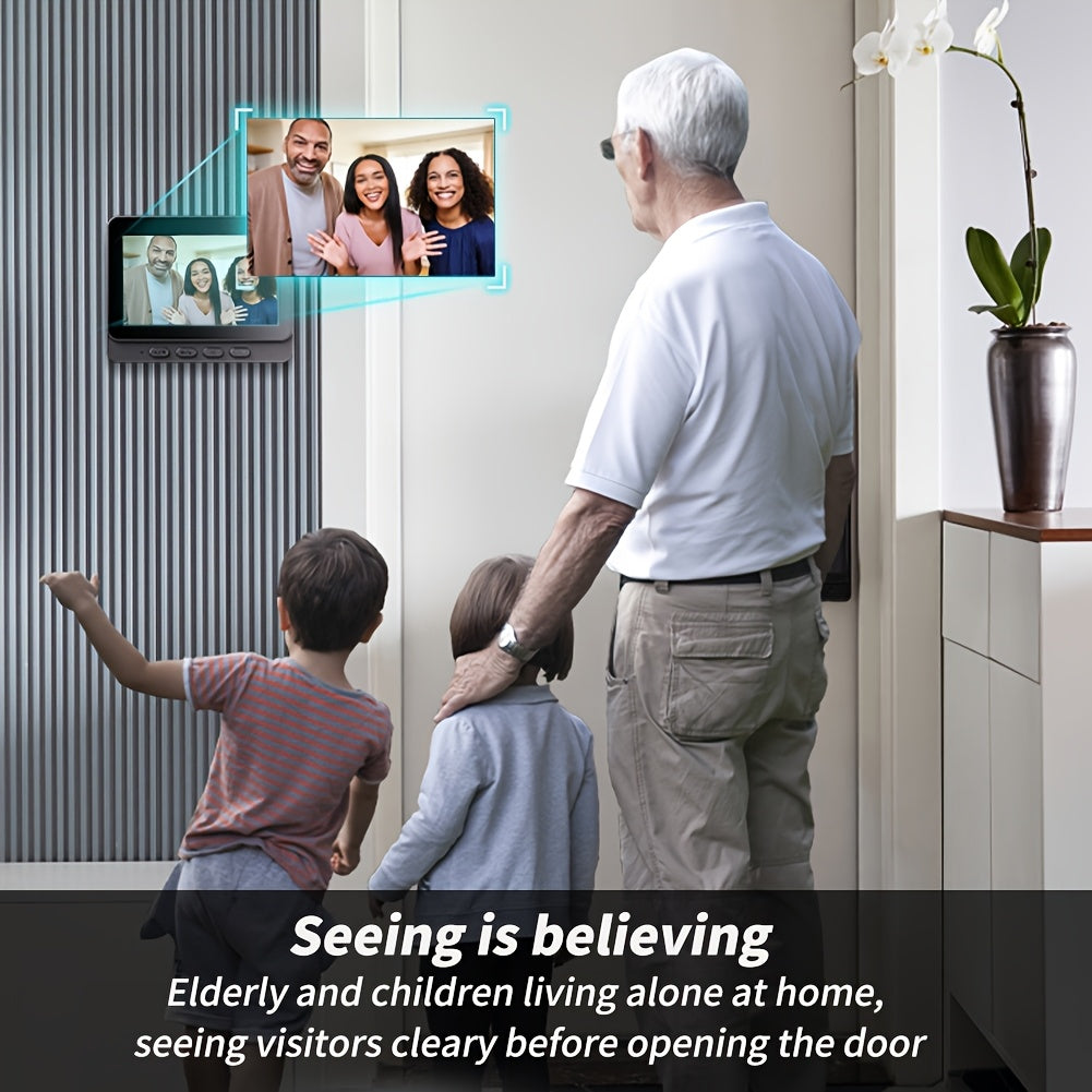 Indoor Monitor Video Doorbell with Listed 4.3-Inch Screen, Two-Way Talk and Infrared Night Vision, Black Wireless SD Card Options and Separate WiFi Style