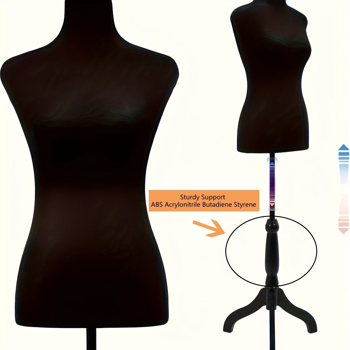 Dress Form Mannequin Torso, Female Clothing Display with Tripod Stand, Listed 50–63 Inch Height Adjustment and Four Colors for Outfit Photography