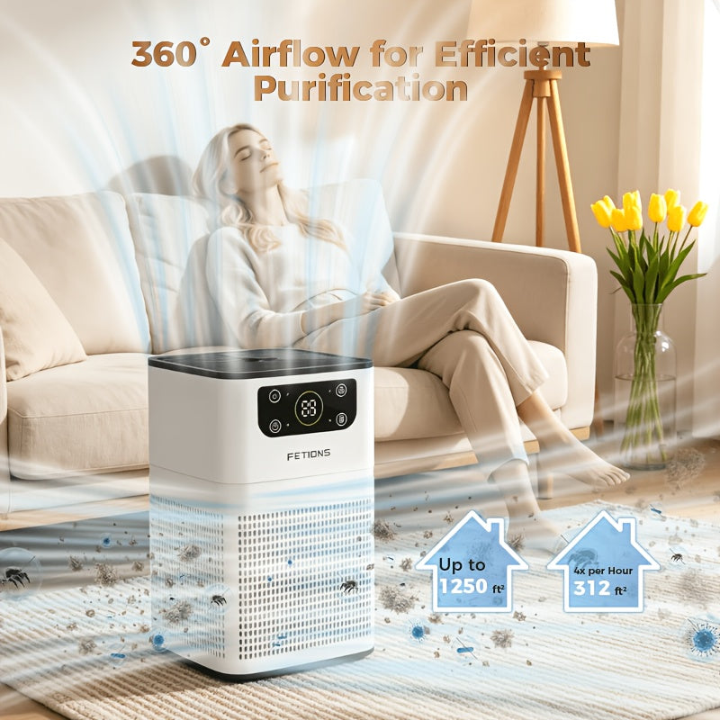 Compact H13 Air Purifier with Aromatherapy Pad, 3-Stage Filtration, Four Fan Speeds, Sleep Mode and Filter-Life Display for Bedroom and Home Office