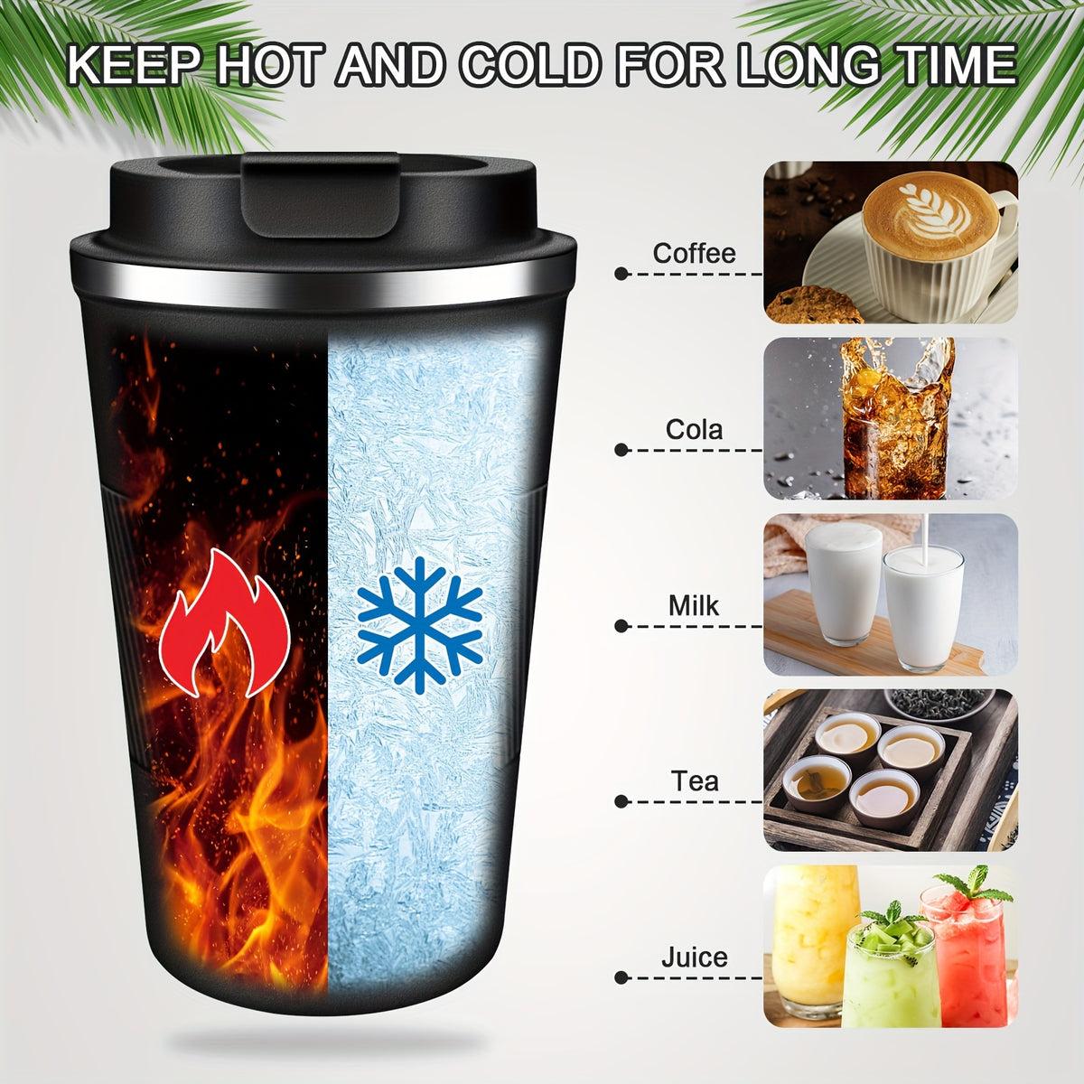 Insulated Travel Coffee Mug with Lid, 380ml or 510ml Reusable Stainless Steel Tumbler in Multiple Colors for Hot and Cold Drinks, Morning Commutes and Camping