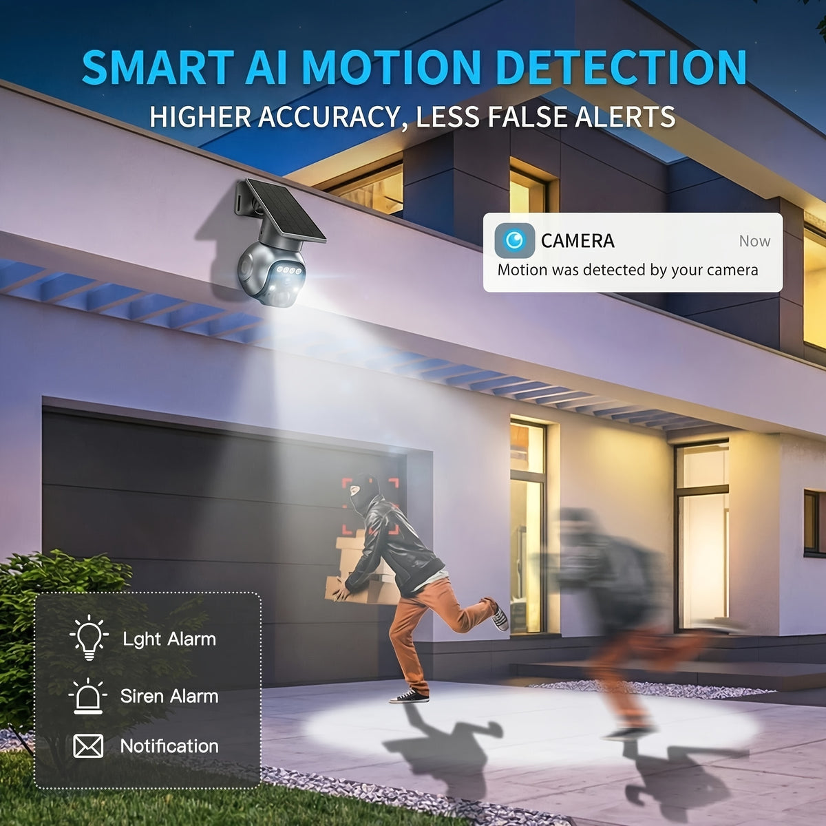 3MP Cellular Solar Security Camera with No-WiFi 4G LTE, Pan Tilt Human Tracking, Night Vision and Two-Way Audio for Farm, Ranch and Rural Home Monitoring