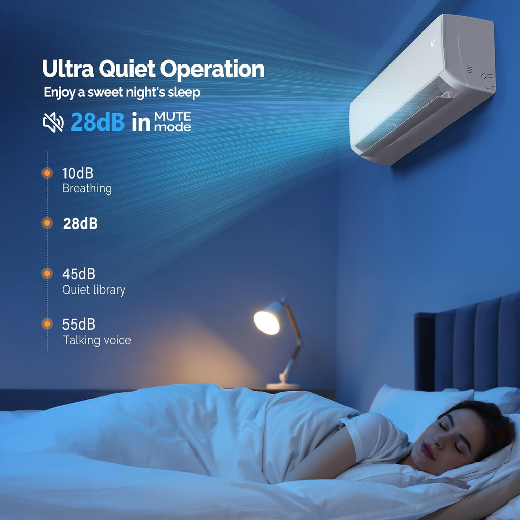 Ductless Mini Split Air Conditioner and Heat Pump, 11500 BTU WiFi Inverter System with Remote Control, Installation Kit and Washable Filter