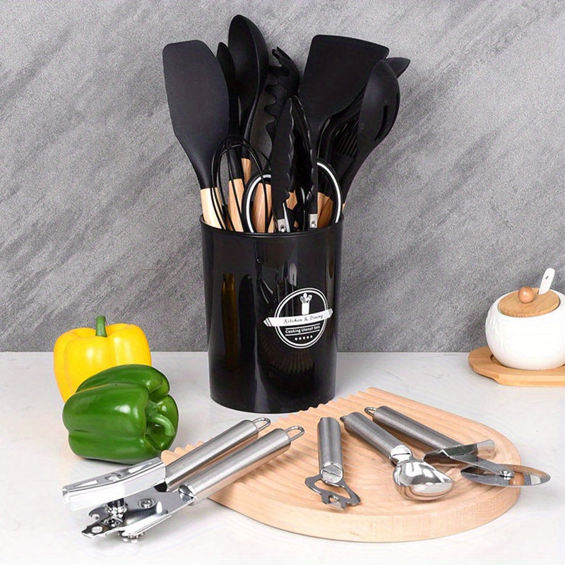 Silicone Cooking Utensil Set, 37 or 44-Piece Kitchen Tool Options in Five Colors for Beginner Cooks, Everyday Meal Preparation and Housewarming Gifts