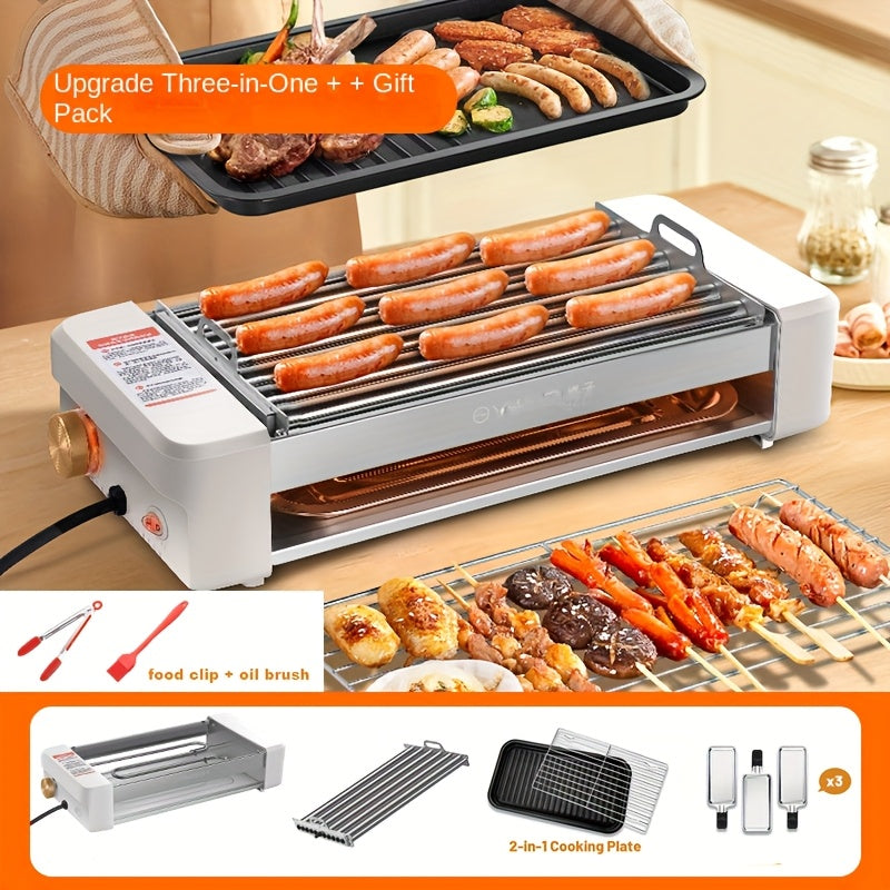 Countertop Sausage Grill with Adjustable Temperature, Nonstick Pan and Detachable Panel, Listed 4-in-1 Cooking Design with White or Black Gift Bag Option Labels