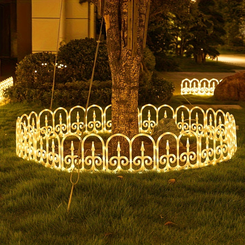 Outdoor Solar Fence Lights in Eight-Piece Packs, Warm Color, Multicolor or Red-Green Options with Listed Solar or USB Power for Patio and Holiday Decoration