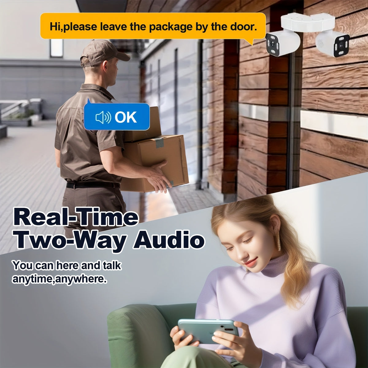 Xparkin WiFi Security Camera YH-A40S with Listed 5MP Dual-Lens PTZ, Full Color Night Vision, AI Motion Detection and Sound Alerts for Home Monitoring