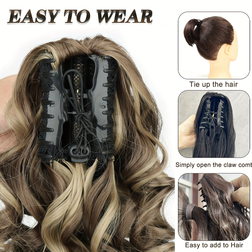 Curly Wave Clip-In Ponytail Extension by MERISIHAIR, 14-Inch Synthetic Hairpiece with No-Glue Attachment for Daily Styling, Parties and Weddings