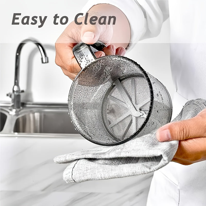Flour Sifter with Transparent Grey Body and Handle, One-Piece Semi-Automatic Baking Sieve for Preparing Dry Flour for Homemade Cakes and Pastries