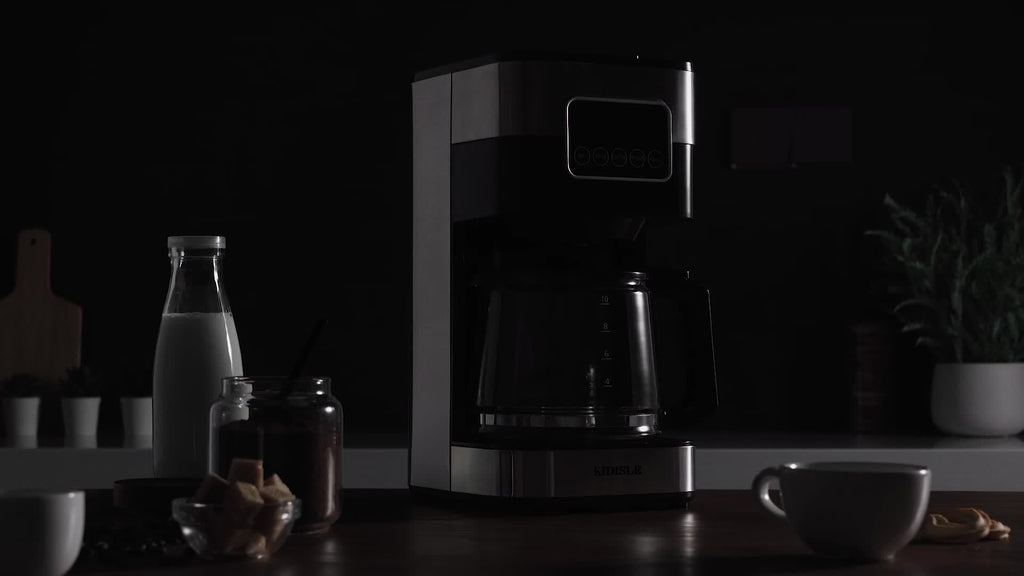 10-Cup Drip Coffee Maker with Programmable Touch-Screen Controls and Pause & Serve, Stainless Steel Black Finish for Everyday Home Coffee Bars