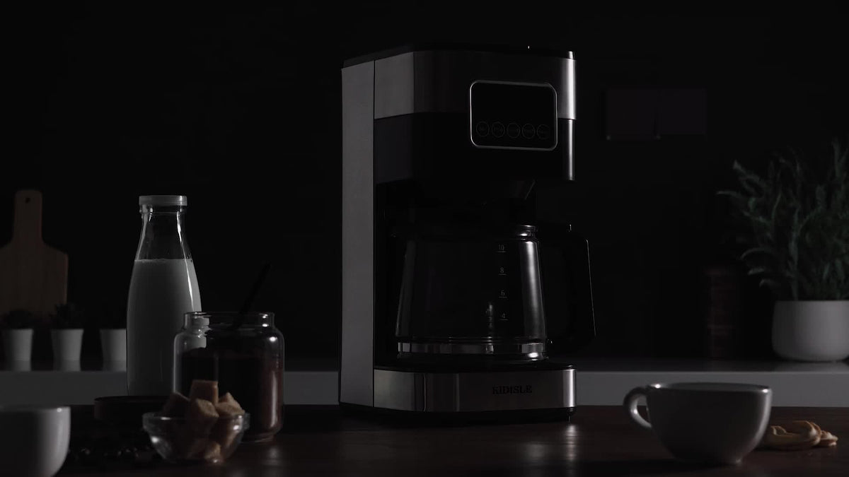 10-Cup Drip Coffee Maker with Programmable Touch-Screen Controls and Pause & Serve, Stainless Steel Black Finish for Everyday Home Coffee Bars
