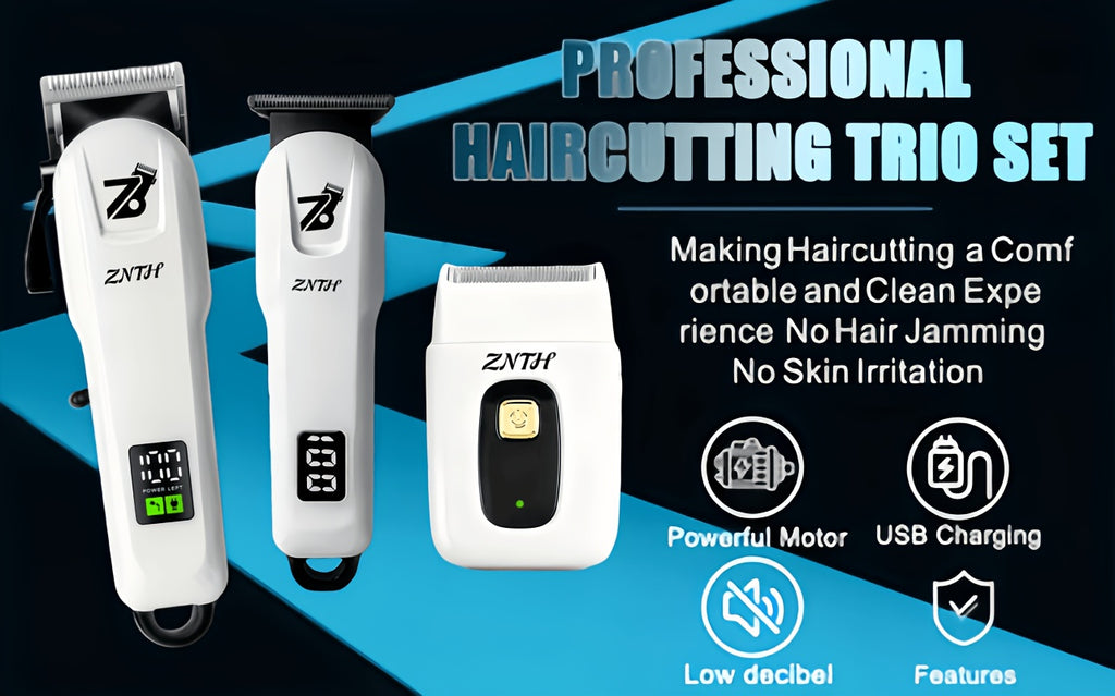 LCD Hair Clipper with Listed USB Charging and Stainless Steel Blades, Upgraded Single Clipper or Three-in-One Electric Razor and Shaver Kit for Home Grooming