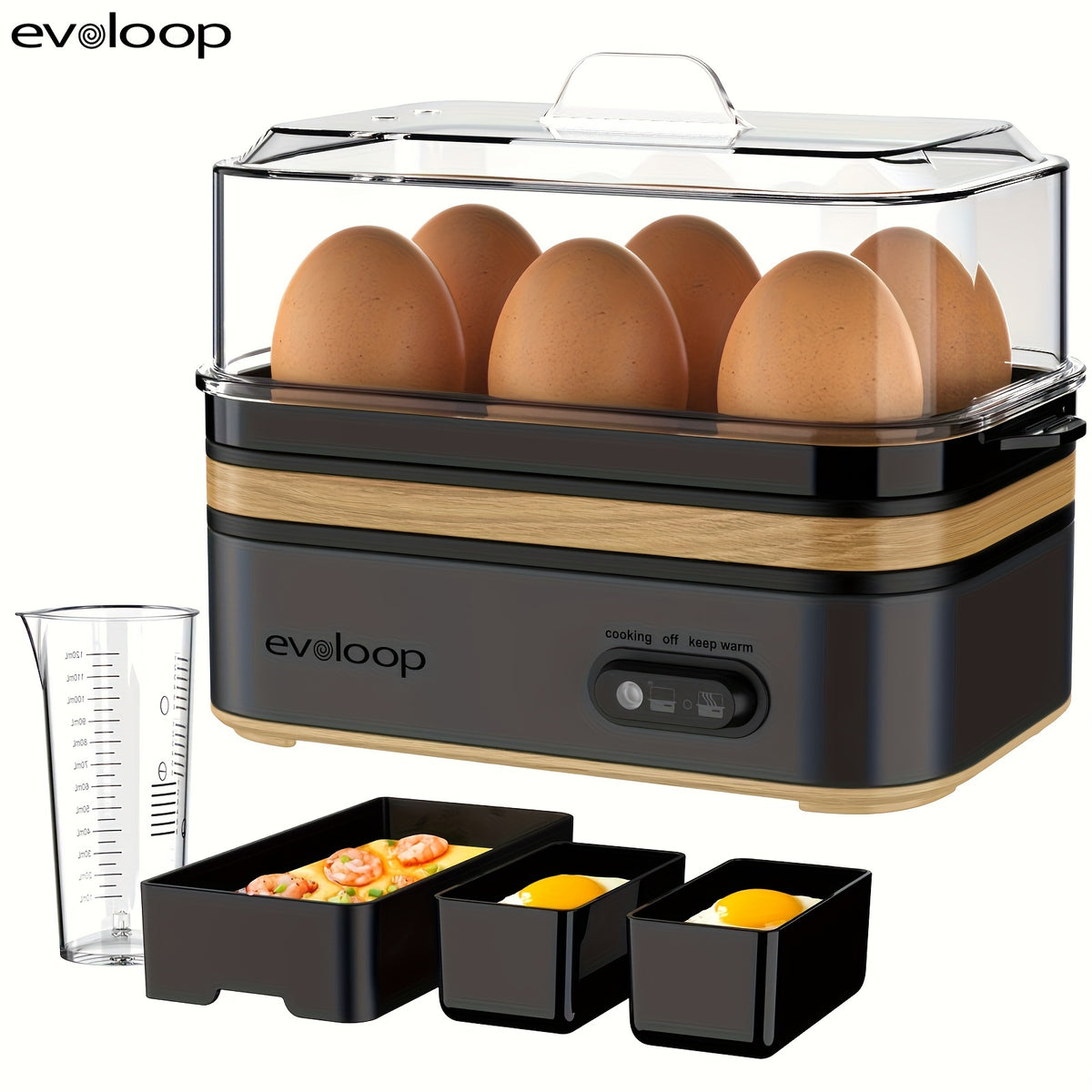6-Egg Electric Egg Cooker, 400W 110V Breakfast Maker with BPA-Free Tritan Material for Hard-Boiled Eggs, Poached Eggs, Scrambled Eggs and Omelets