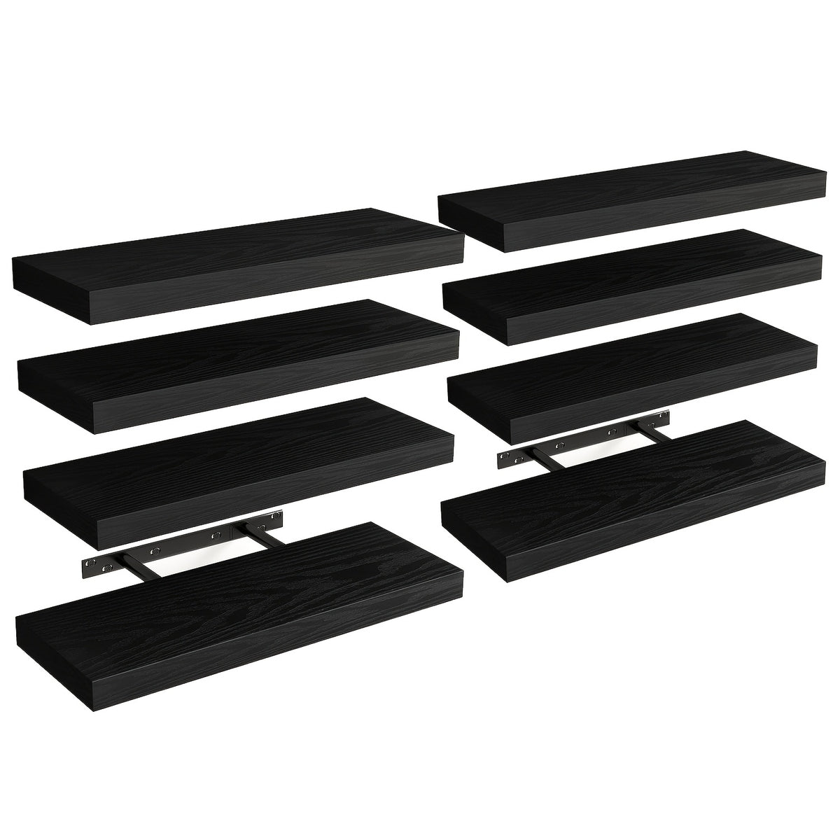 Rustic Wood Floating Shelves by TOMNK with Listed 15.8-Inch Size, Four or Eight-Piece Wall Shelf Sets for Bedroom, Living Room and Kitchen Storage Displays