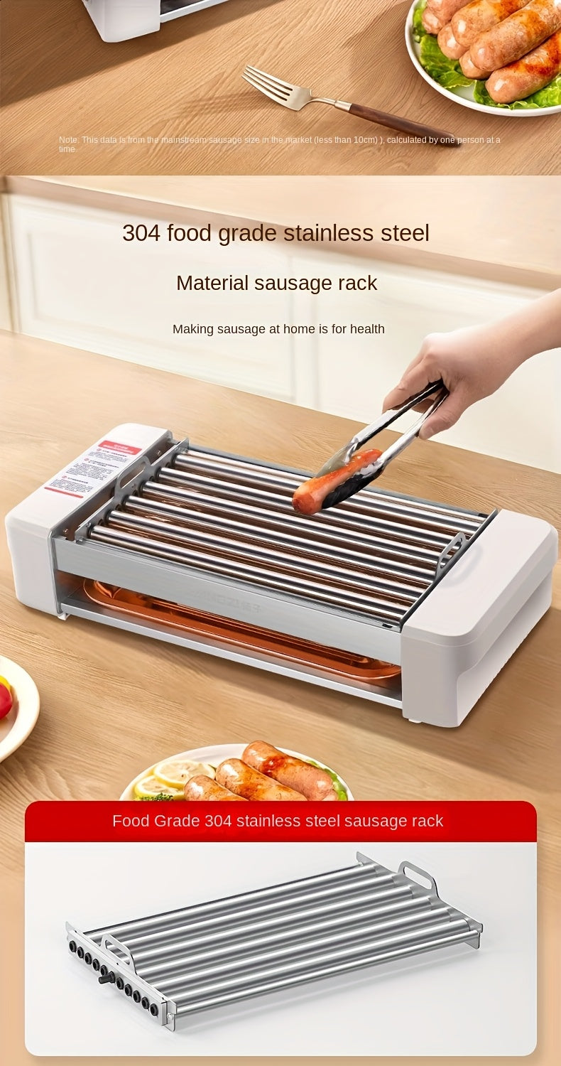 Countertop Sausage Grill with Adjustable Temperature, Nonstick Pan and Detachable Panel, Listed 4-in-1 Cooking Design with White or Black Gift Bag Option Labels