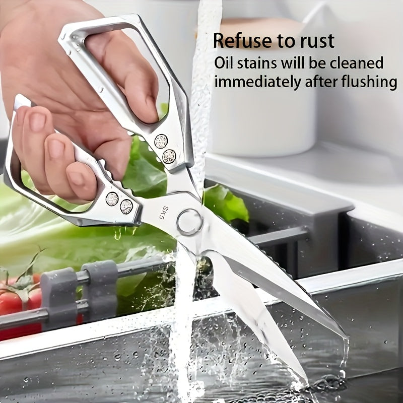 Stainless Steel Kitchen Scissors with Ergonomic Handle, Single-Pair Cooking Shears for Everyday Meat, Poultry and Fish Preparation in Home Kitchens