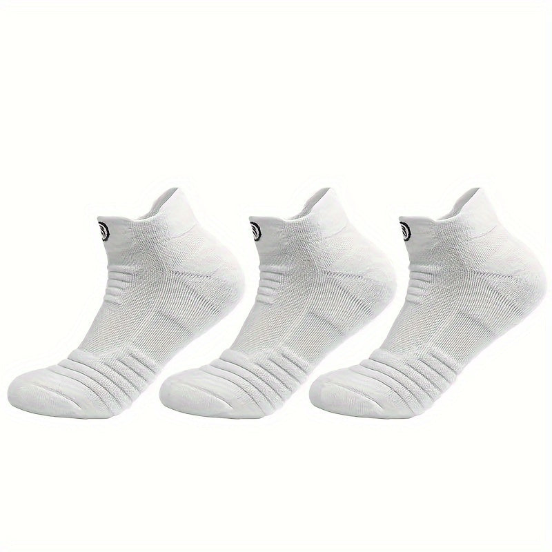 Cushioned Men's Sports Socks 12-Pair Pack with Thick Towel Fabric Soles, Polyester Knit and Six Black, White or Gray Color Options for Active and Casual Wear