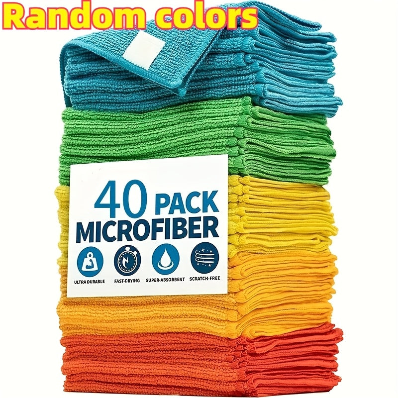 Ultra-Fine Fiber Cleaning Cloths in Random Colors, 10, 20 or 40-Piece Packs for Household Dusting and Compatible Kitchen, Window, Car and RV Wiping Tasks