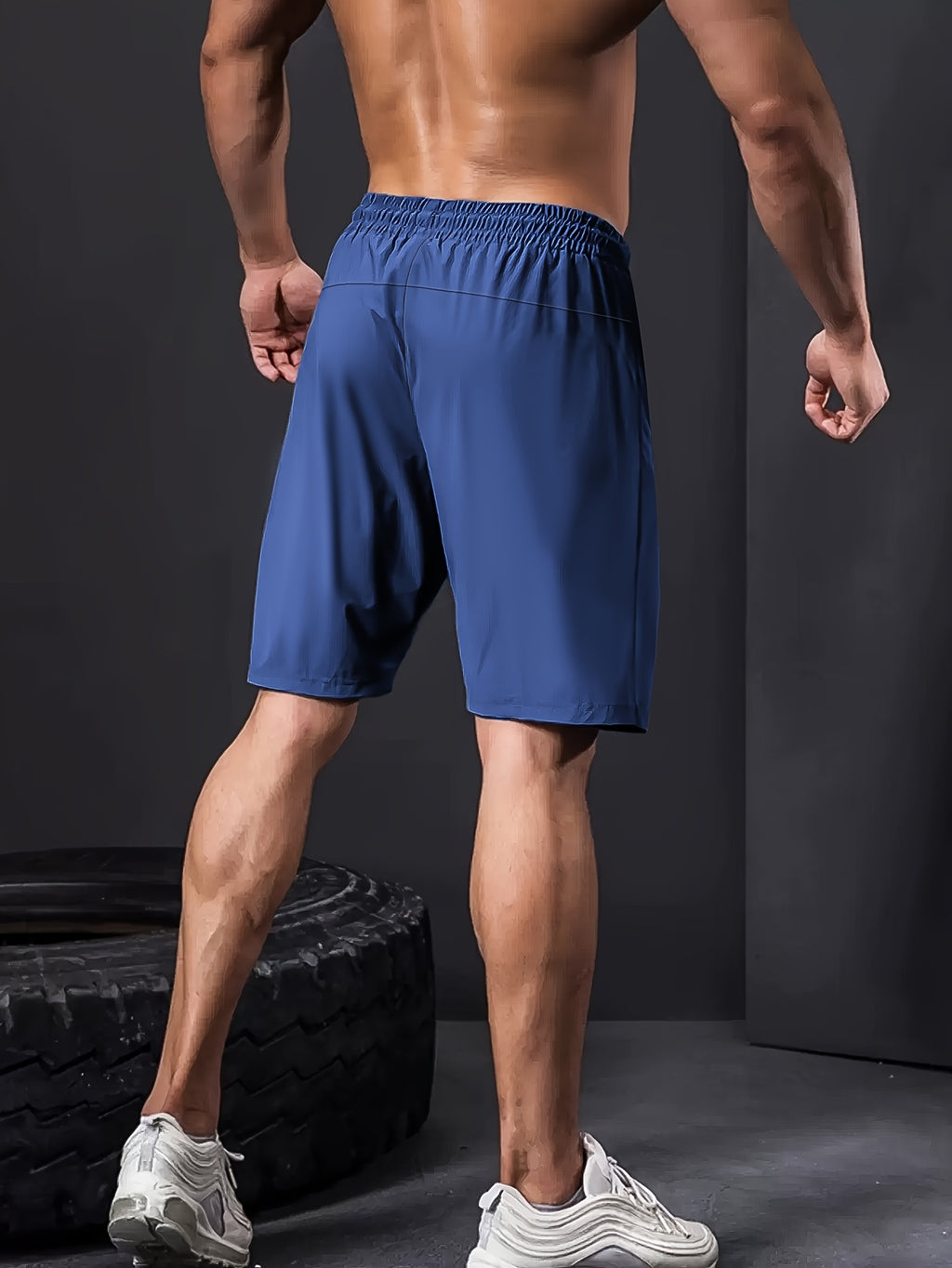 Men's Stretch Shorts with Drawstring Waist and Zippered Pockets, 85% Polyamide and 15% Elastane Fabric in Eight Color-Style Labels for Casual Summer Wear