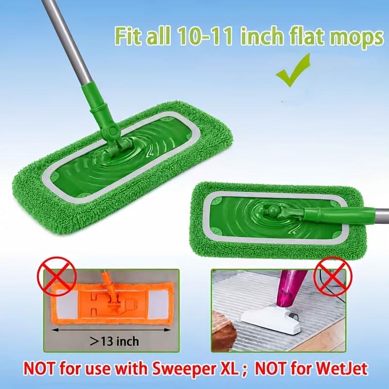 Reusable Microfiber Mop Pads in Green, 15 Washable Cleaning Cloths for Dry Sweeping and Wet Mopping with Listed Swiffer Sweeper Compatibility, Mop Not Included