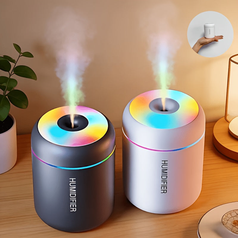 Cool Mist Aromatherapy Diffuser with 300ml Tank and Seven-Color LED Night Light, Black USB-Powered Humidifier for Bedroom, Desk and Home Office Atmosphere