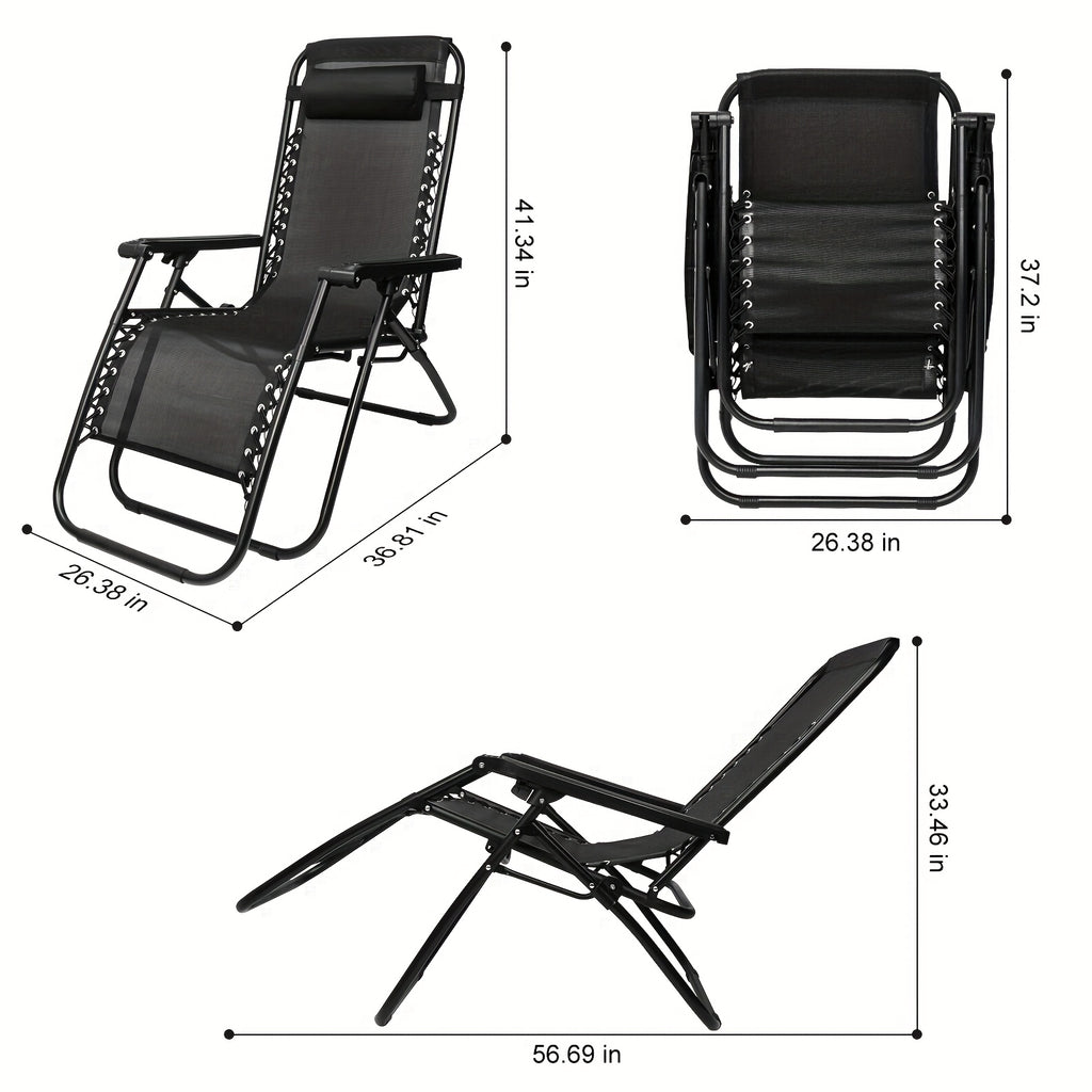 Portable Zero Gravity Lounge Chair with Adjustable Pillow, Single Folding Outdoor Recliner in Listed 26-Inch or 29-Inch Options for Patio, Beach and Camping Rest
