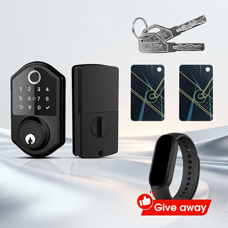Fingerprint Keypad Door Lock with Automatic Locking and Anti-Peeping Password Feature, Black or Silvery Smart Entry Lock in With Card or Cardless Versions