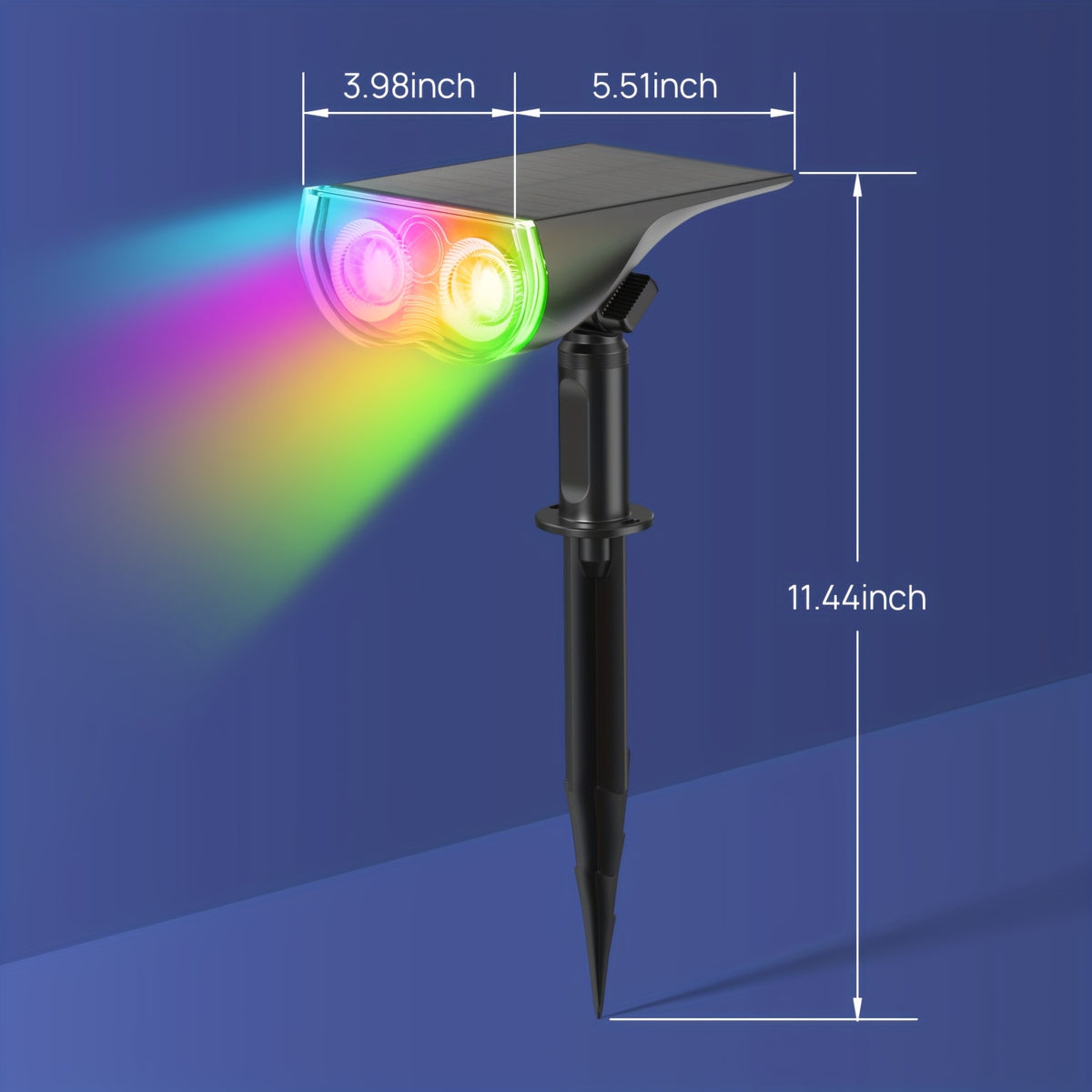 Smart Solar RGB Spotlights with Listed AiDot App Control, Adjustable White Light, Music Sync and Scheduling, Multicolor Two-, Four- or Six-Piece Package Labels