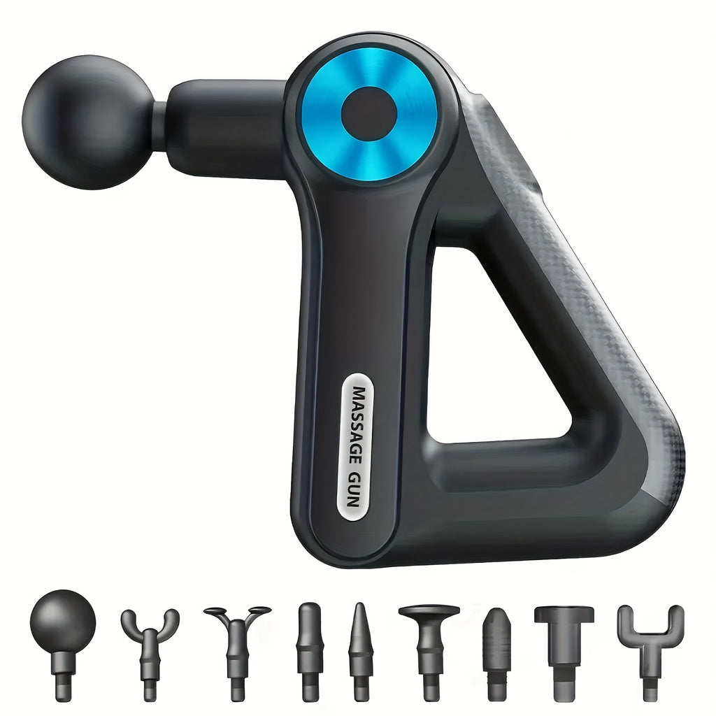 Percussion Massage Gun by Teidea with 9 Attachments and 9 Speed Settings, Compact Portable Muscle Massager in Blue Black or Golden Black for Personal Care