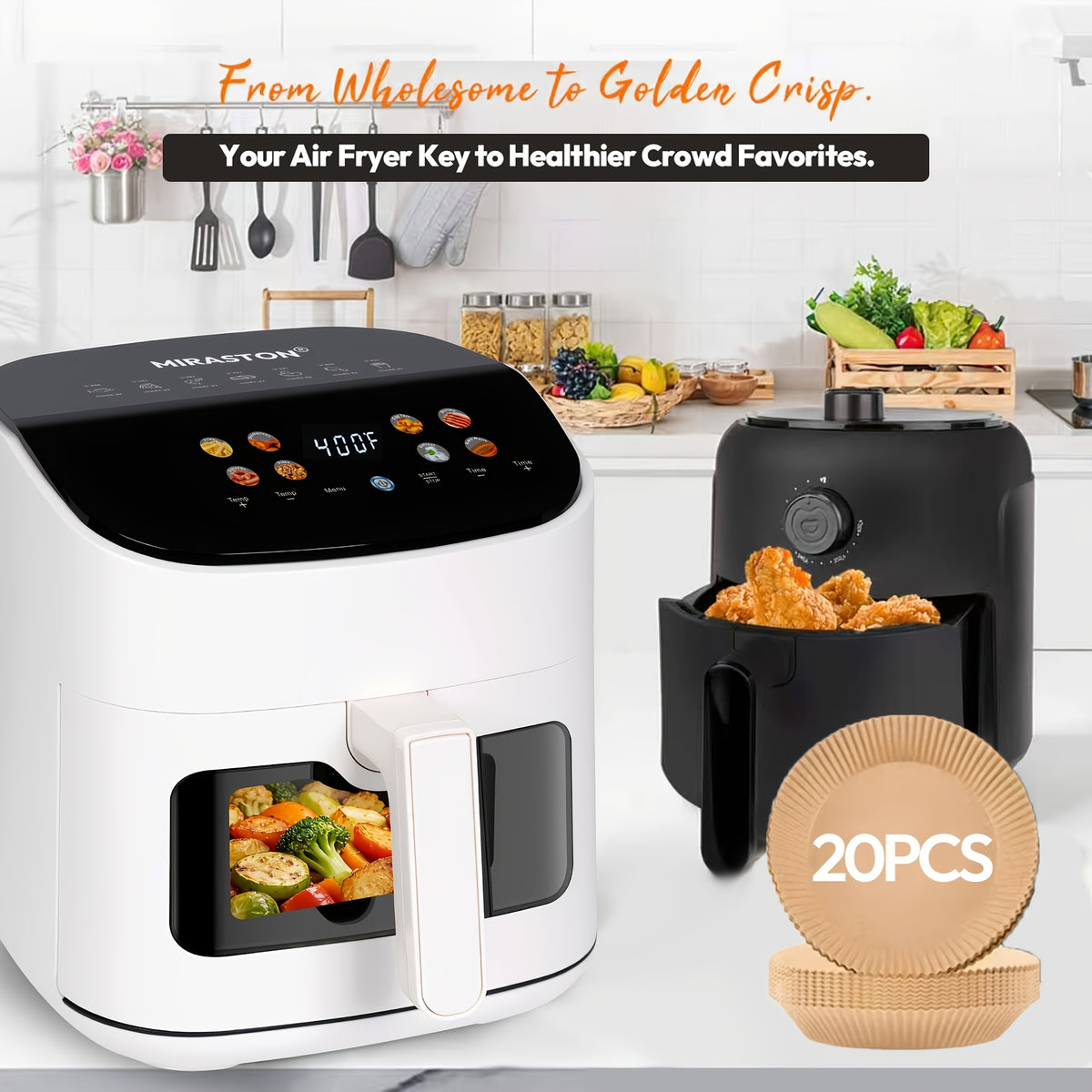 Viewing Window Air Fryer with Listed Angled Color Touchscreen and 8 Cooking Presets, 2.8QT or 6.8QT Options for Everyday Meals, Snacks and Family Gatherings