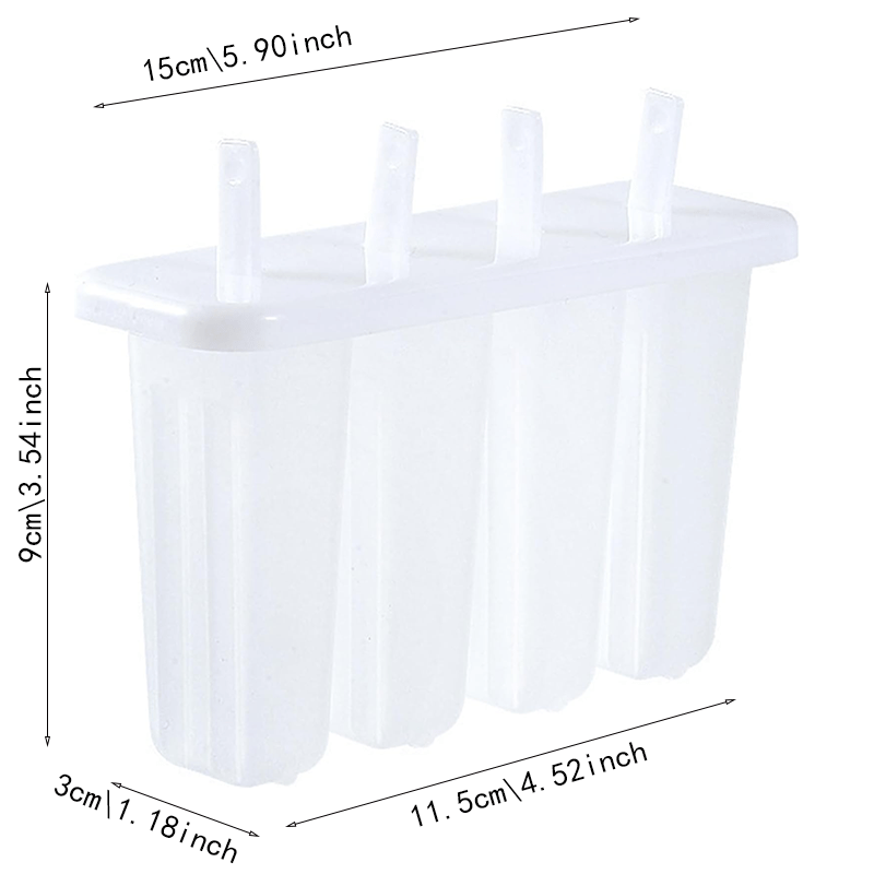 Popsicle Mold Tray with Four Listed Cavities and Lids, Plastic Homemade Ice Pop Maker with 1pc Option for DIY Summer Snacks and Frozen Dessert Preparation