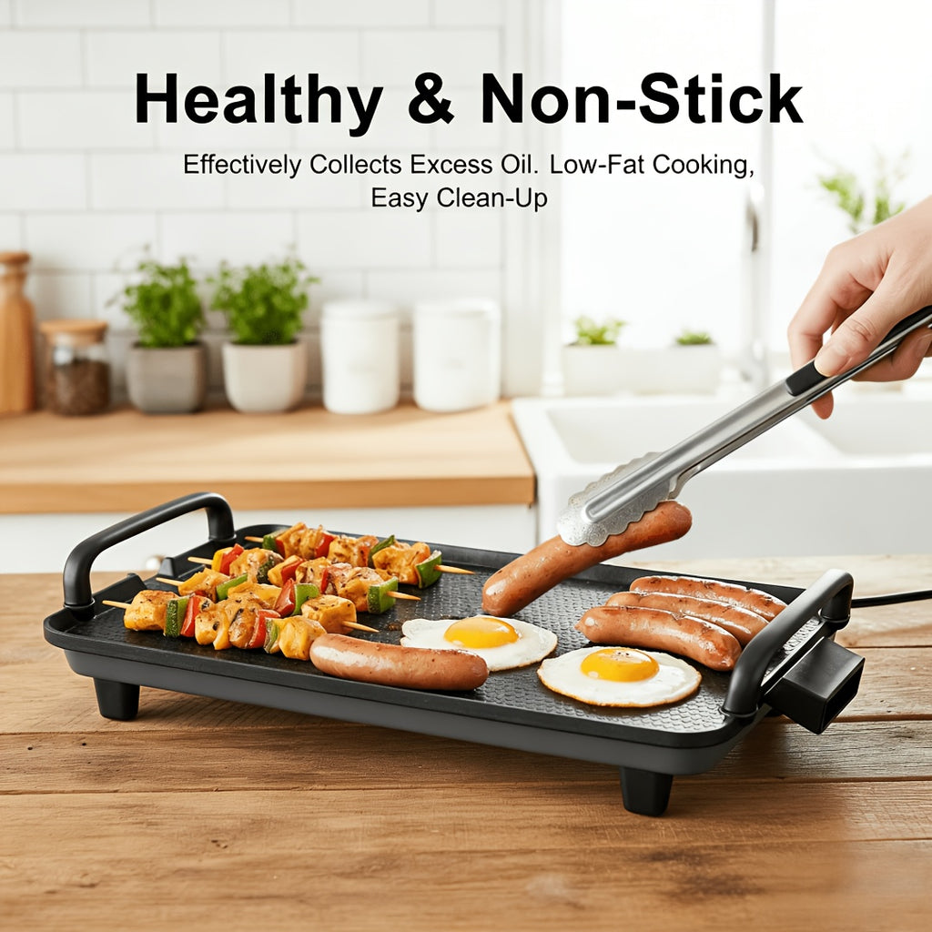 Black Electric Griddle with Nonstick Cooking Surface for Egg and Breakfast Preparation, 15.35 x 8.66 or 22.83 x 10.24 Inch Model Labels for Home Meals