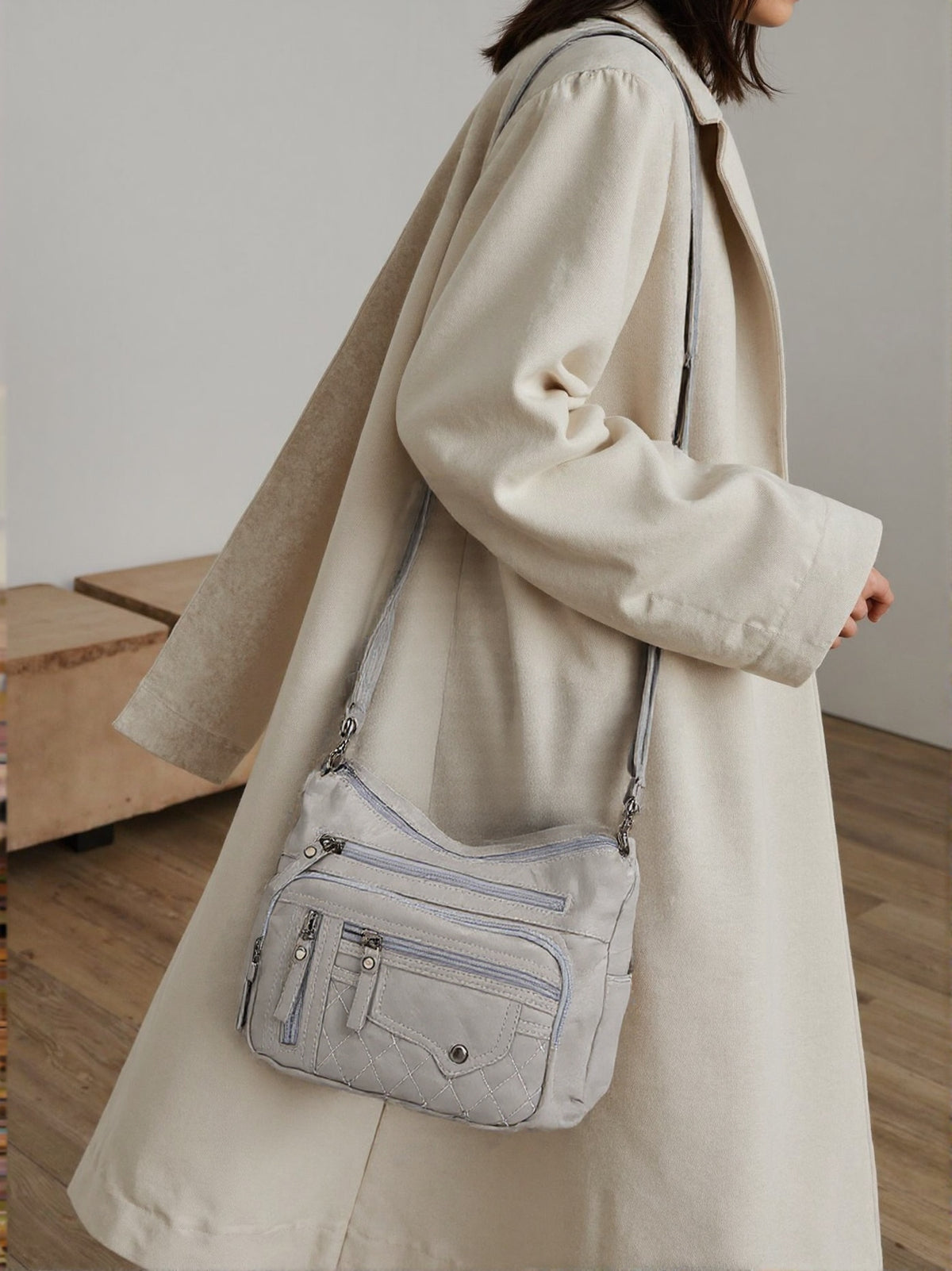 Nylon Shoulder Bag with Adjustable Strap and Zipper Closure, Listed 25 x 18 x 8 cm Size in Red, Black or Brown for Everyday Essentials and Gift Ideas