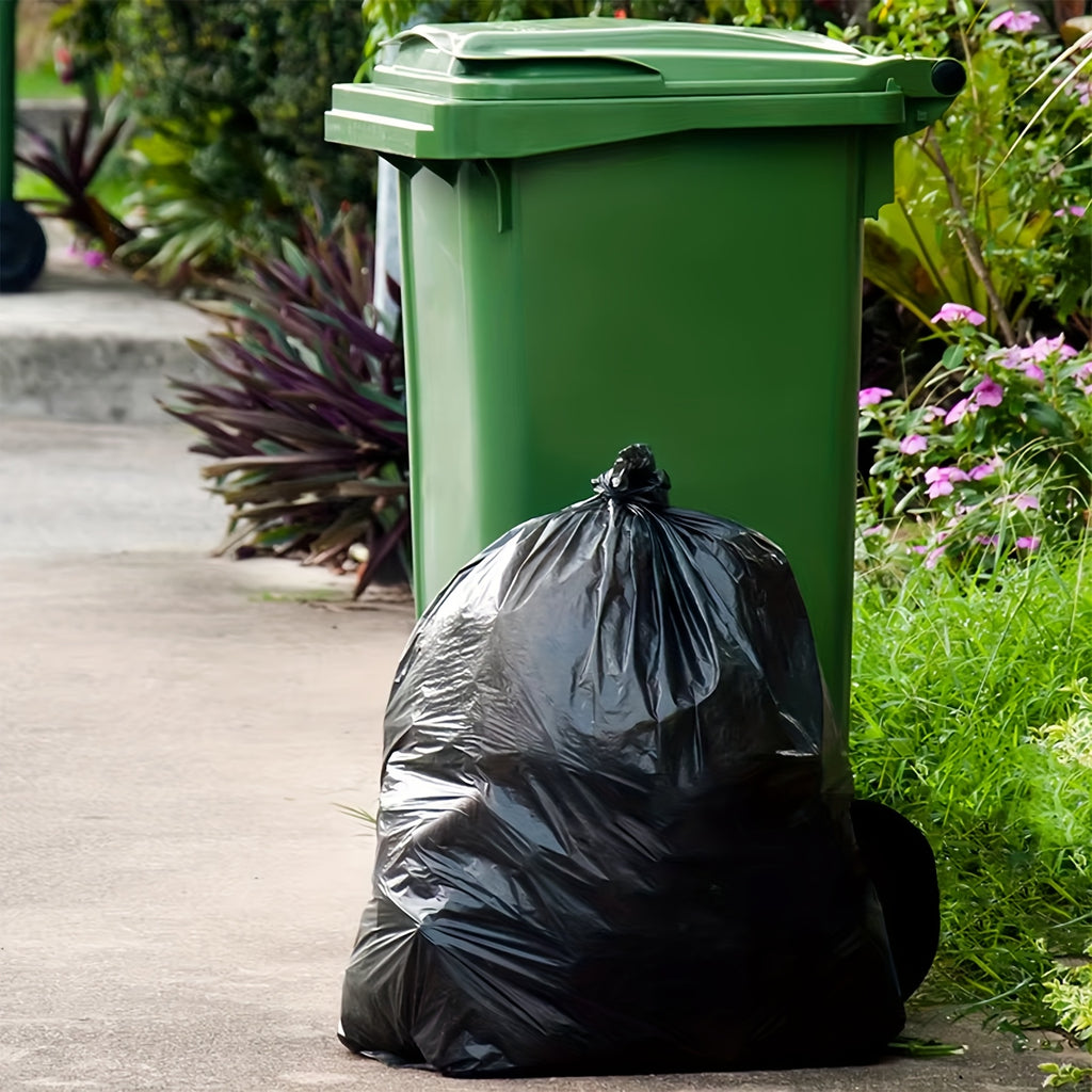 65 Gallon Black Trash Bags in 25, 50 or 100-Count Packs, Large Disposable Garbage Can Liners for Household Cleanup, Garden Waste and Business Use