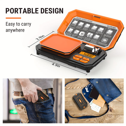 Digital Pocket Scale Accuweight IC257BB with 6 Units, Backlit LCD, Tare and Counting Functions, 50g Calibration Weight for Coffee, Jewelry and Small Items