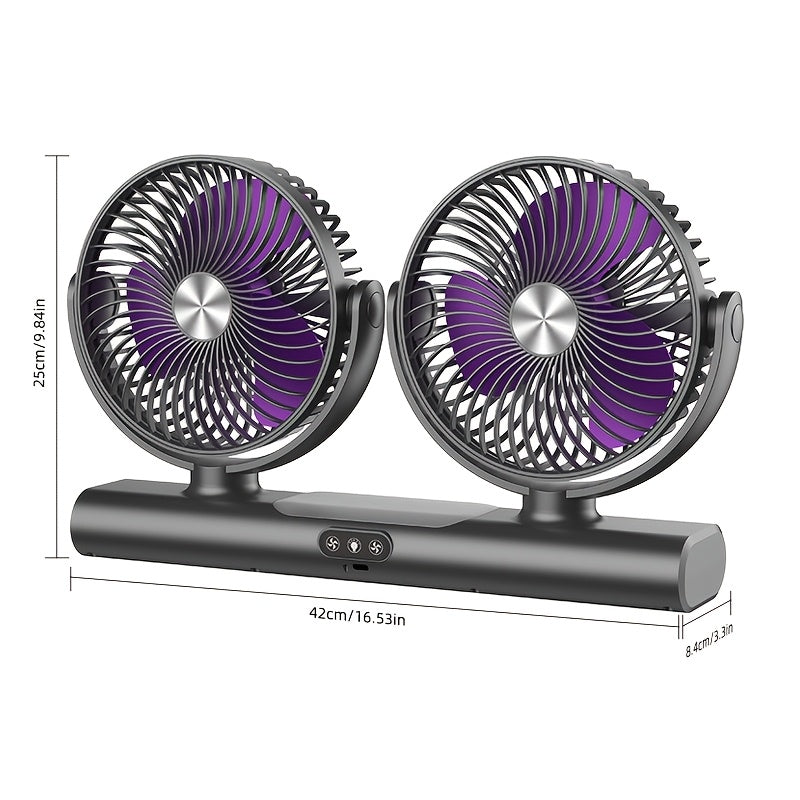 USB Fan with Night Light, 3-Speed Portable Ceiling and Wall Fan with Multi-Angle Airflow for Bedroom, Office Desk, Dorm and Camping