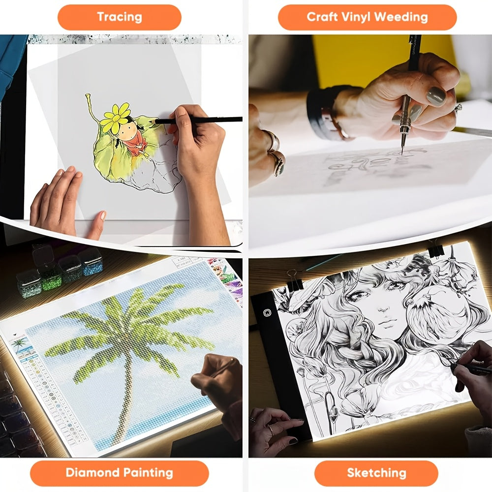 Saker LED Tracing Light Pad, Stepless Dimmable Copy Board in A2, A3, A4 or A5 Sizes with Power Cord for Drawing, Calligraphy and Diamond Painting