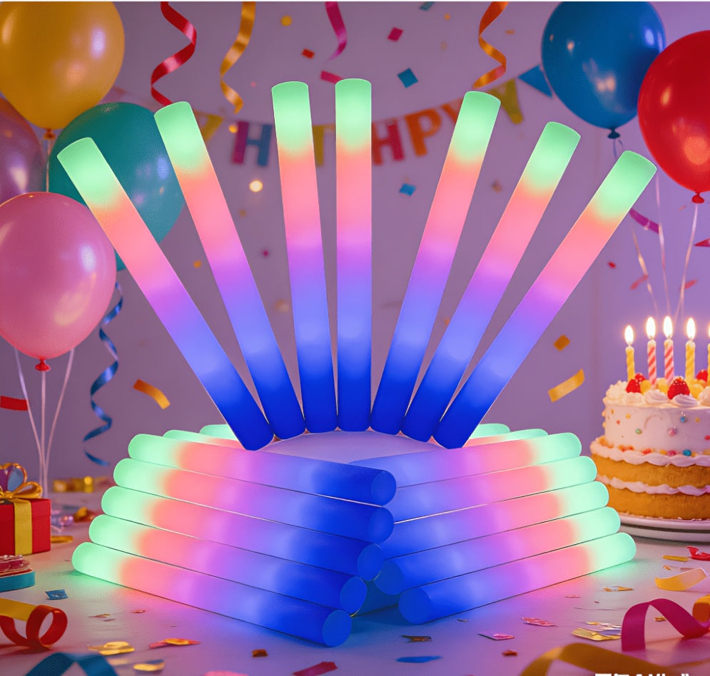 Multicolor LED Foam Glow Sticks, 30-Piece Colorful Party Wand Pack with Flashing Mode References for Weddings, Birthdays, Graduations and Holiday Celebrations