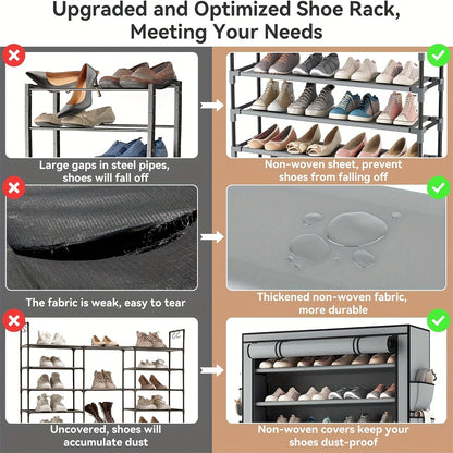 Non-Woven Shoe Cabinet with 10-Layer Storage and Narrow Space-Saving Design for Entryway, Closet, Bedroom and Dorm Footwear Organization