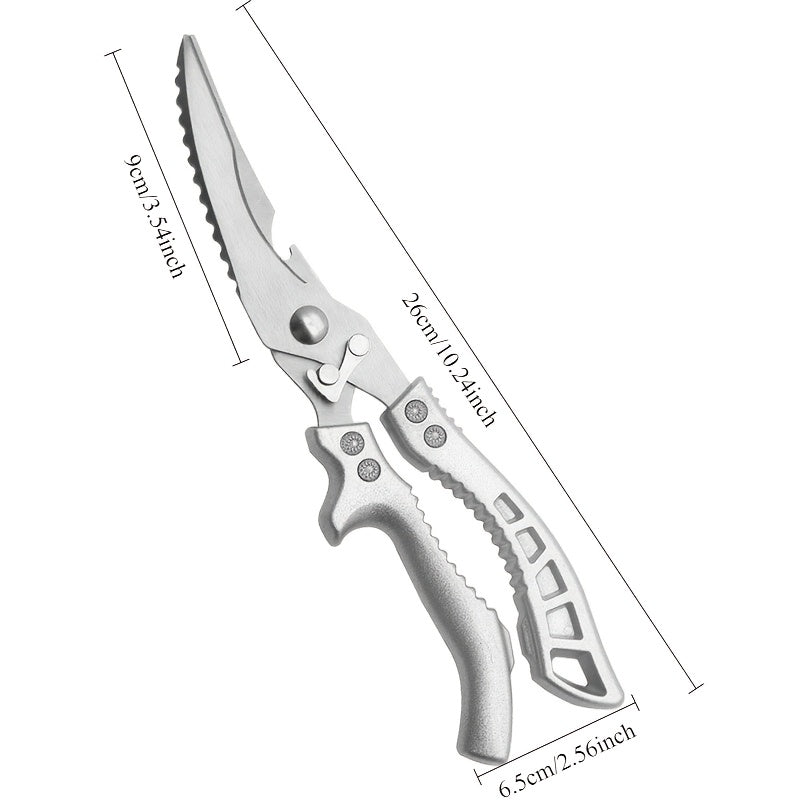 Carbon Steel Kitchen Scissors with Ergonomic Ambidextrous Grip, Single-Pair Multipurpose Cooking Shears for Poultry, Fish and Meat Preparation
