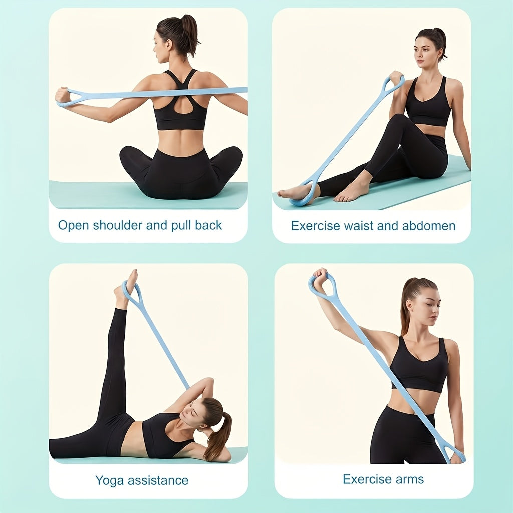Electric Double-Ring Massager in Blue with Adjustable Belt and Listed Yoga Resistance Band, Fascia Roller Tool for Instruction-Guided Adult Personal Care