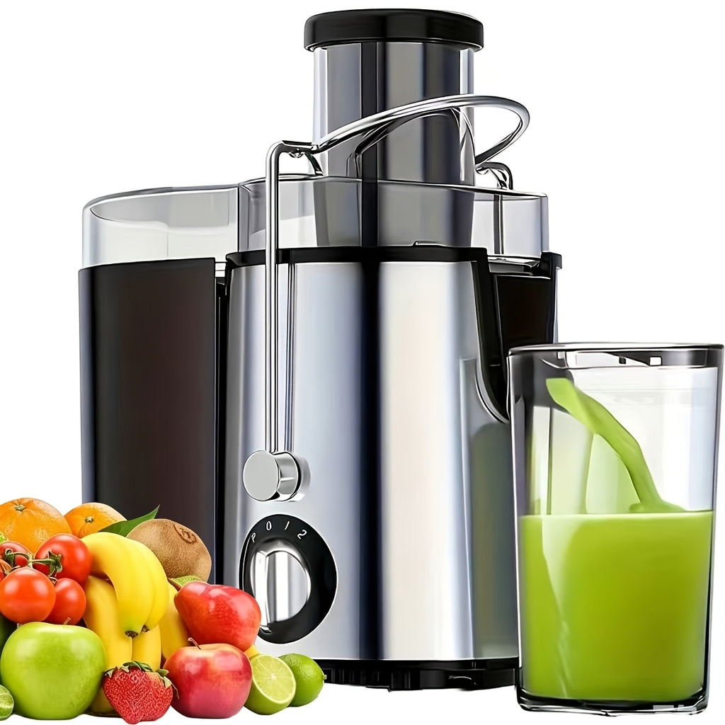 Multifunction Juice Extractor in Black with 3-Inch Feed Opening, Three Speed Settings, One-Touch Operation and Detachable Parts for Fruit and Vegetable Preparation