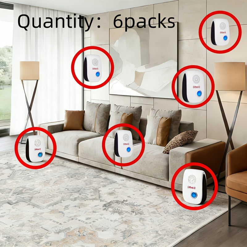 Plug-In Pest and Mouse Repellent Six-Pack with Listed Dual Speakers and Variable-Frequency Soundwave Technology, No Batteries Required for Home Placement