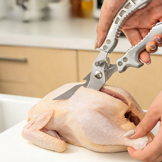 Carbon Steel Kitchen Scissors with Ergonomic Ambidextrous Grip, Single-Pair Multipurpose Cooking Shears for Poultry, Fish and Meat Preparation