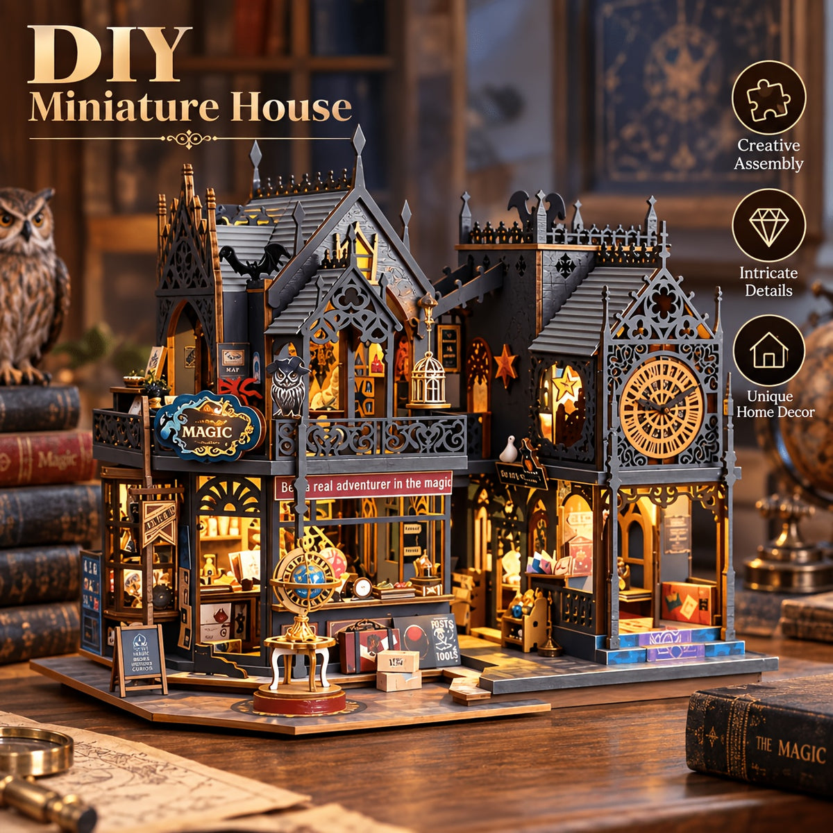 DIY Magic Hut Building Model, Three-Dimensional House Assembly Craft with 1pc or Magic House + Tools Options for Hobby Projects and Birthday or Holiday Gifts