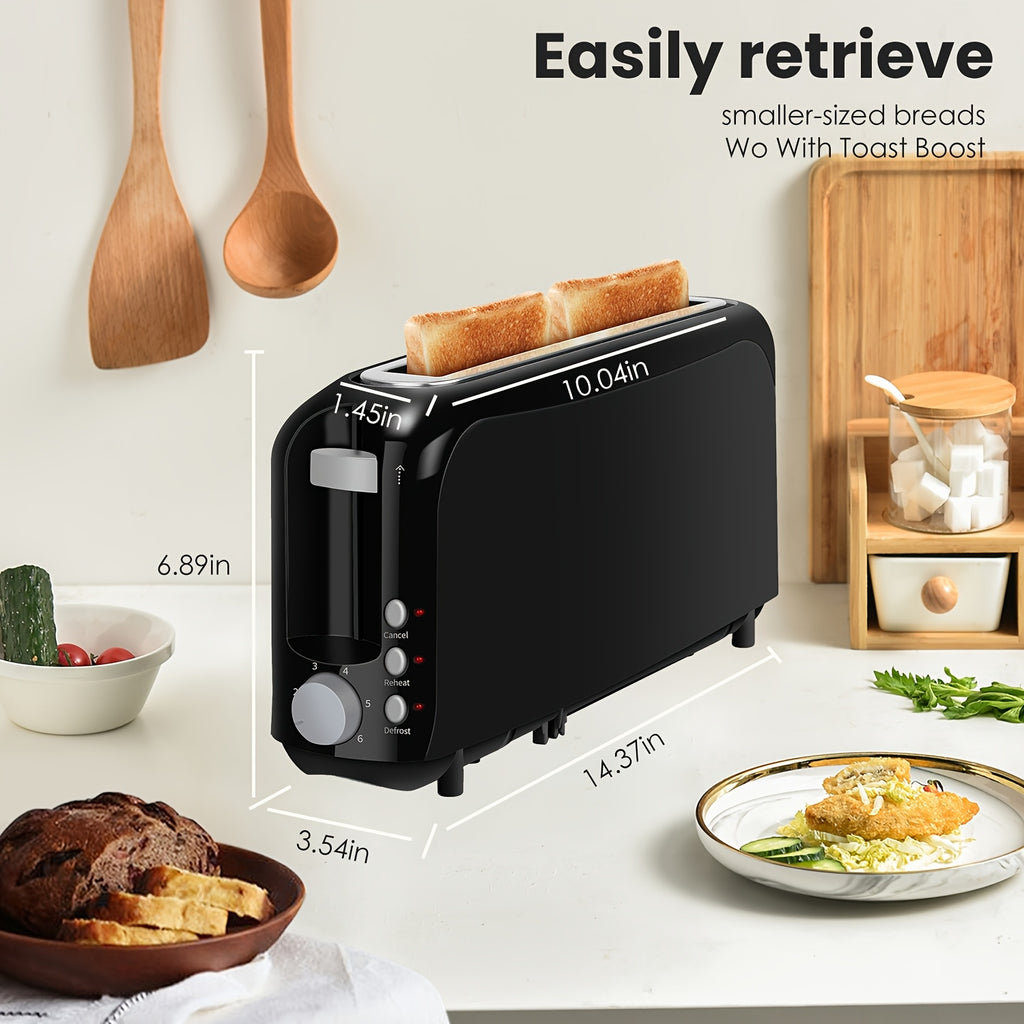 Six-Shade 2 Slice Toaster with 750W Heating, Cancel, Reheat and Defrost Functions, Removable Crumb Tray and Six Color Options for Home Breakfast Preparation