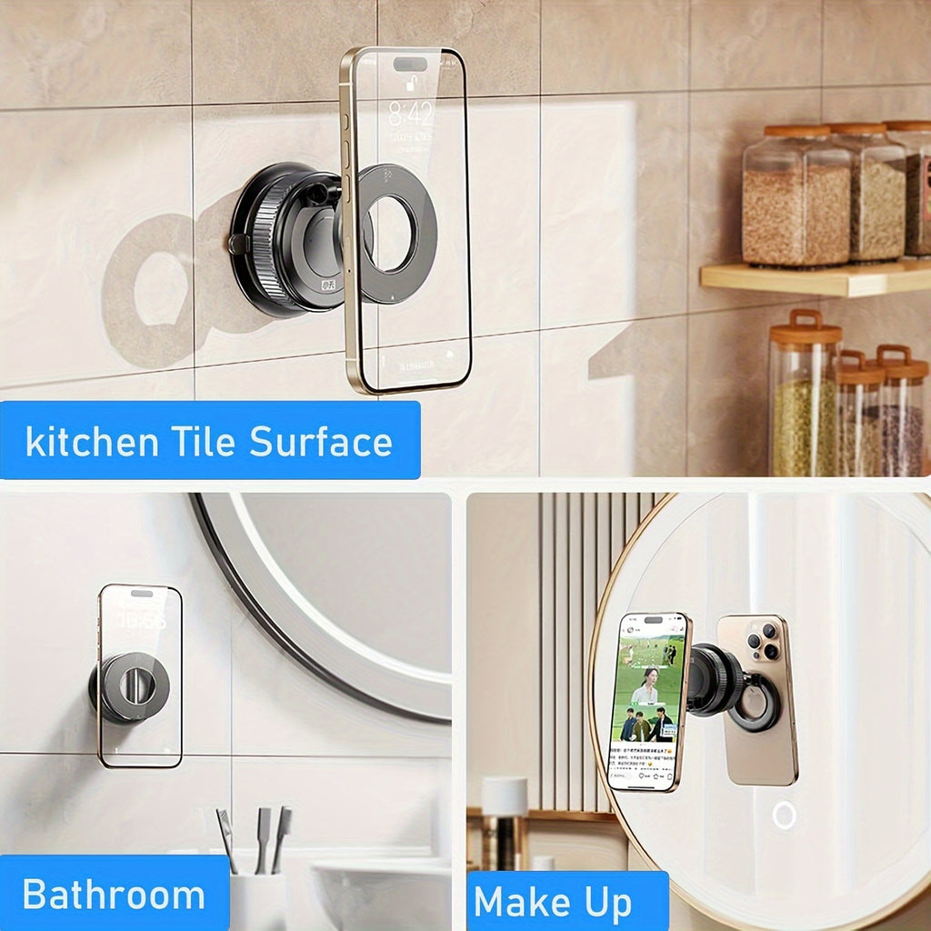 Magnetic Phone Mount with Adjustable Height, Foldable Design and 360-Degree Rotation References, Bulldog Stand, Alloy, Grey and Two-Piece Selection Options