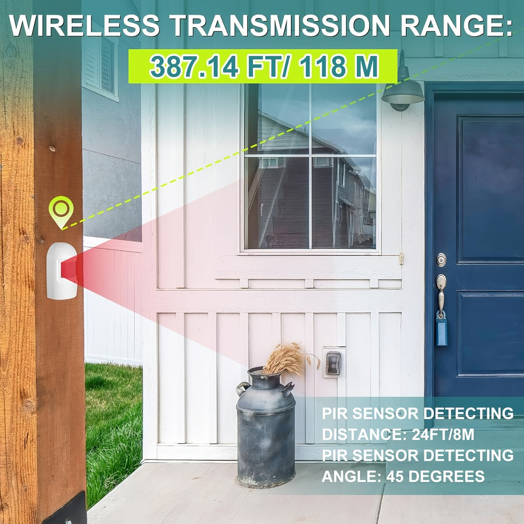 Driveway Alarm Wireless Outside Motion Sensor with Receiver, Infrared Detector Alert System for Home Security, Business, Garage and Property