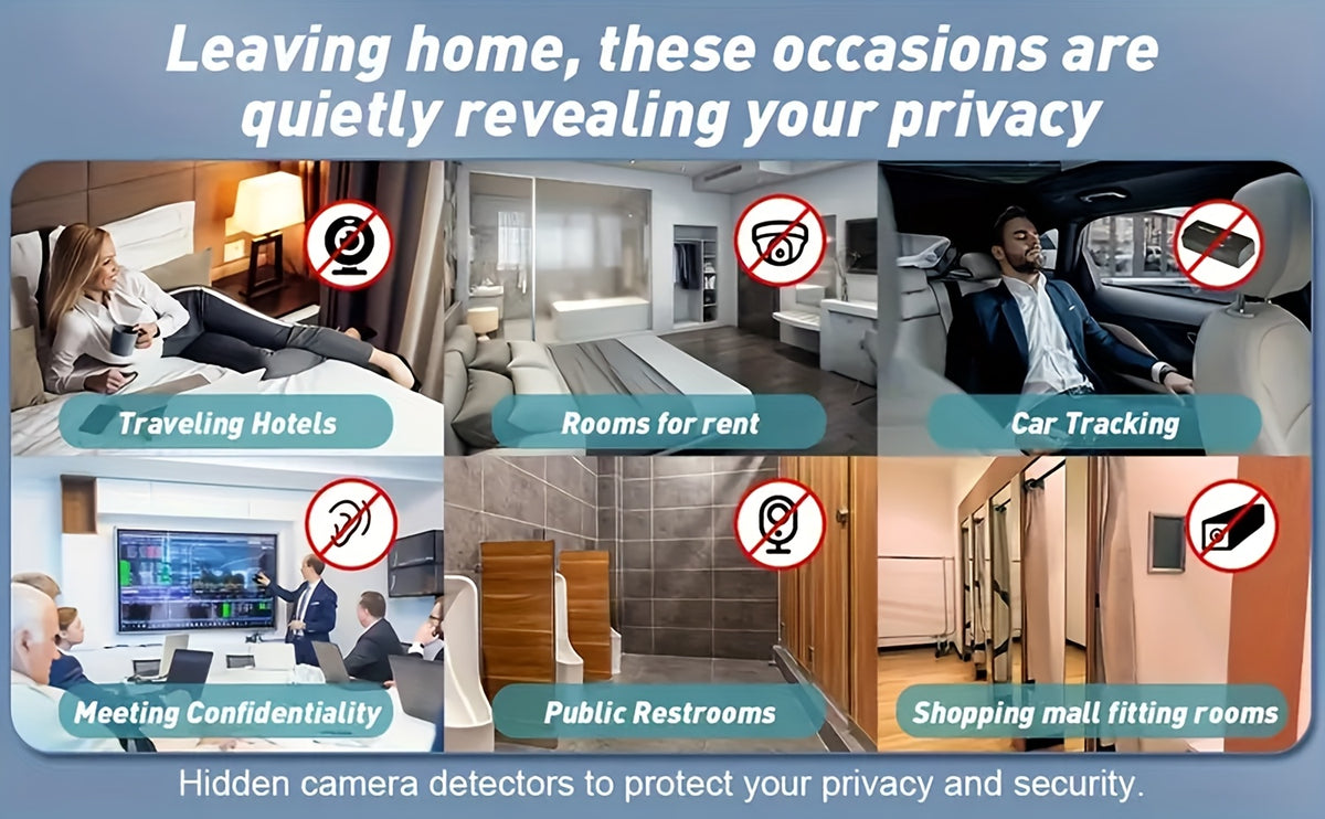 Hidden Camera Detector and RF Signal Scanner, Portable Rechargeable Anti-Spy Bug Finder for Hotel Travel, Home, Office and Car Checks