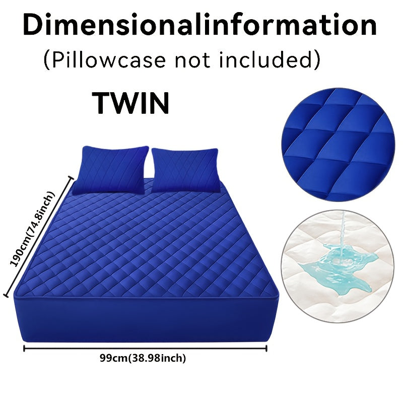 Fitted Mattress Protector with Listed 9–15 Inch Pocket Range, Single Solid-Color Bed Cover in Twin, Full, Queen and King Sizes with Nine Color Labels