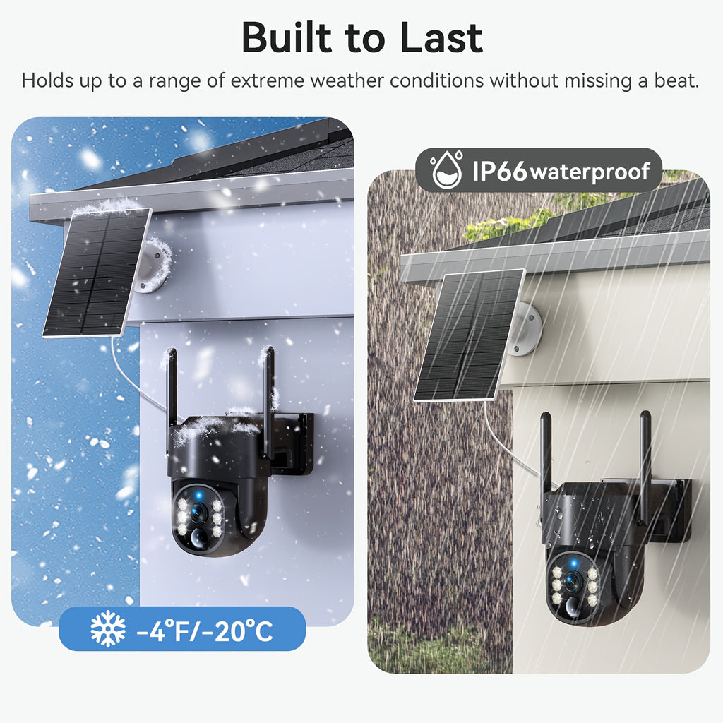WESECUU 4G LTE Solar Security Camera with Listed 4MP Imaging, 8000mAh Battery, PTZ Live View and Two-Way Talk, Premium Black or Ivory White Outdoor Options